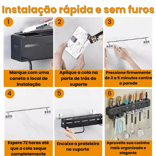 Prateleira Organizadora para Cozinha Multifuncional em Aço Inoxidável - ZoKitchen™️