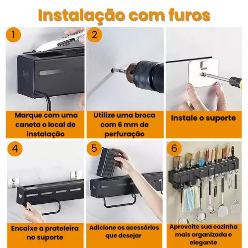 Prateleira Organizadora para Cozinha Multifuncional em Aço Inoxidável - ZoKitchen™️